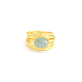 Pearl, Aquamarine, Black Onyx Statement Ring