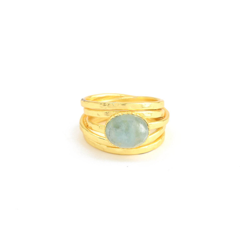Pearl, Aquamarine, Black Onyx Statement Ring - La Vitá Jewels