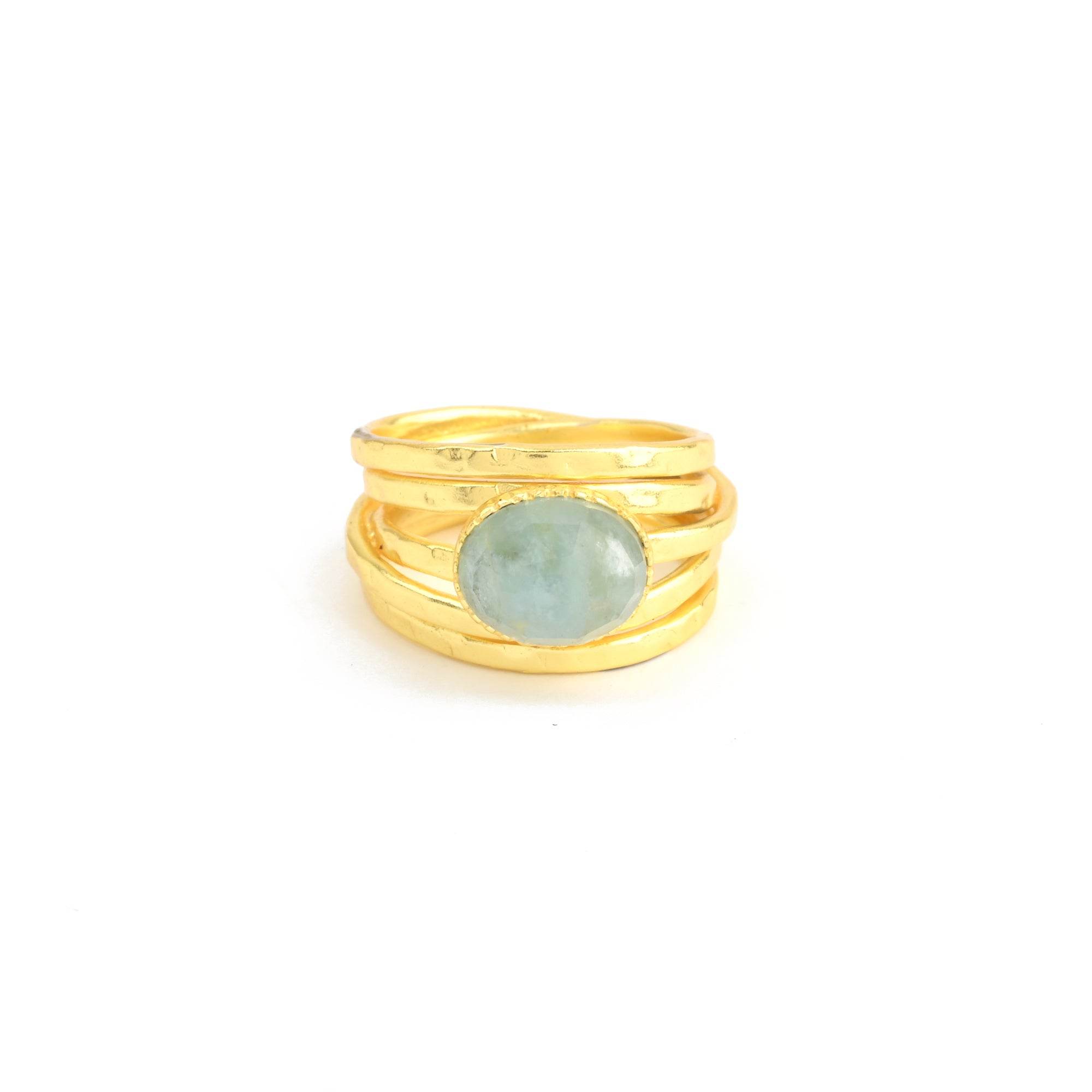 Pearl, Aquamarine, Black Onyx Statement Ring - La Vitá Jewels