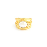 Pearl, Aquamarine, Black Onyx Statement Ring