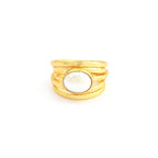 Pearl, Aquamarine, Black Onyx Statement Ring - La Vitá Jewels