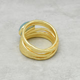 Aqua chalcedony & Aquamarine Gold Plated Statement Ring, 925 Silver, Brass Ring, Wholesale jewelry