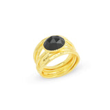 Pearl, Aquamarine, Black Onyx Statement Ring