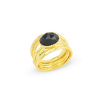 Pearl, Aquamarine, Black Onyx Statement Ring - La Vitá Jewels