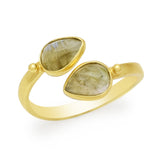 925 Sterling Silver Gold Plated Labradorite Cuff Ring, Adjustable Gemstone Ring, Wholesale jewelry