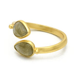 925 Sterling Silver Gold Plated Labradorite Cuff Ring, Adjustable Gemstone Ring, Wholesale jewelry