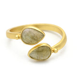 925 Sterling Silver Gold Plated Labradorite Cuff Ring, Adjustable Gemstone Ring, Wholesale jewelry