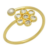 Adjustable Polki gemstone ring, 925 silver gold plated ring, 100% handmade, Wholesale jewelry