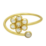 Adjustable Polki gemstone ring, 925 silver gold plated ring, 100% handmade, Wholesale jewelry