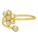 Adjustable Polki gemstone ring, 925 silver gold plated ring, 100% handmade, Wholesale jewelry