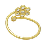 Adjustable Polki gemstone ring, 925 silver gold plated ring, 100% handmade, Wholesale jewelry