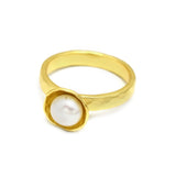 Brass 22k Gold Plated Pearl Gemstone Statement Rings