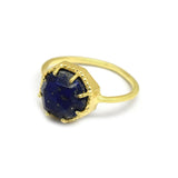 Solid 925 Silver Gold Lapis Lazuli Gemstone Ring, Wholesale Jewelry