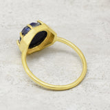 Solid 925 Silver Gold Lapis Lazuli Gemstone Ring, Wholesale Jewelry