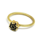 Brass 22k Gold Plated Black Onyx Floral Rings, Wholesale jewelry