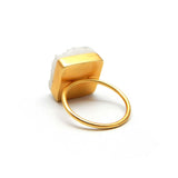 Brass Gold Plated White Druzy Gemstone Ring, Wholesale jewelry