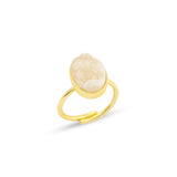 White Druzy Stone Adjustable Rings