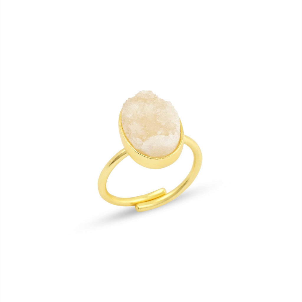 White Druzy Stone Adjustable Rings - La Vitá Jewels