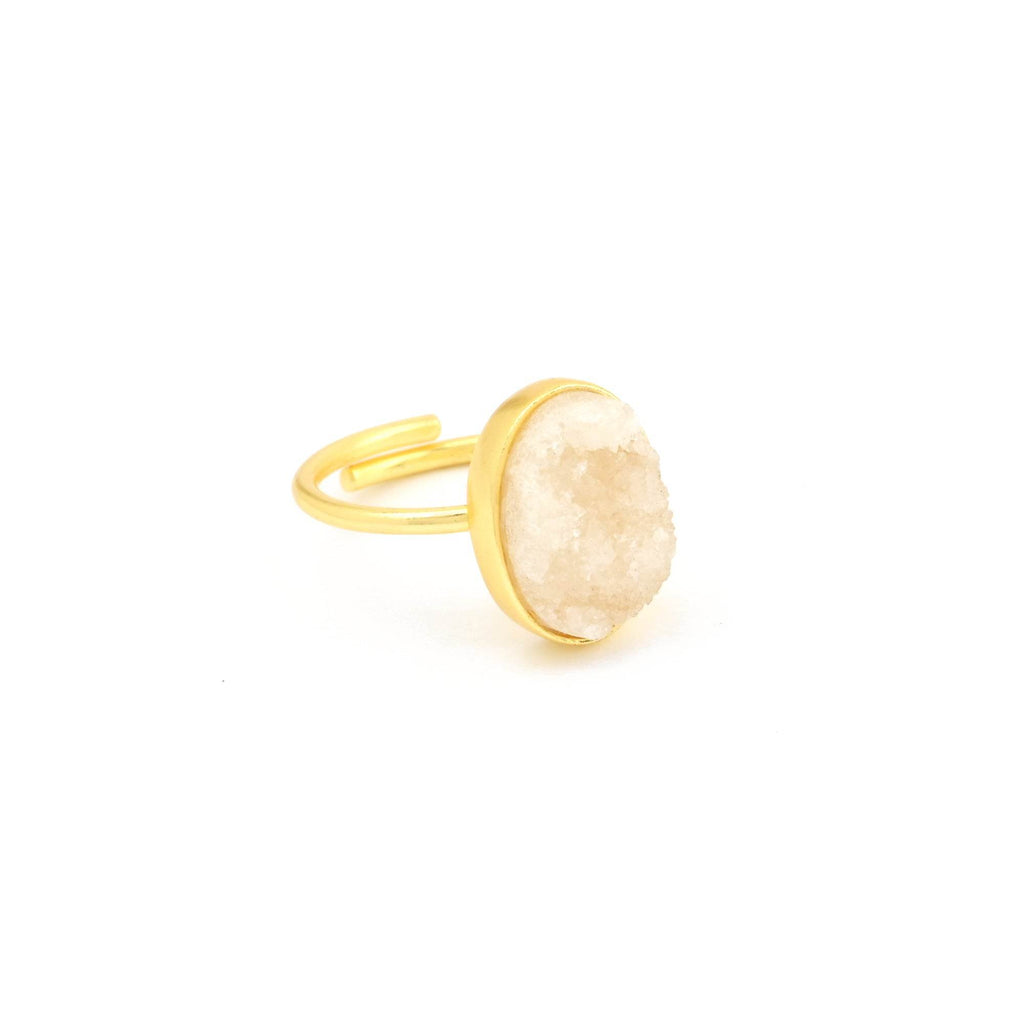 White Druzy Stone Adjustable Rings - La Vitá Jewels
