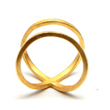 22k  Hammered Criss Cross X Band Ring, Stackable rings