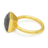 Solid 925 Silver Gold Plated Square Cut Labradorite Gemstone Statement Rings, Wholesale jewelry