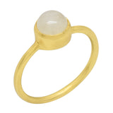 925 Silver Gold Plated Rainbow Moonstone Statement Rings