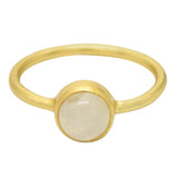 925 Silver Gold Plated Rainbow Moonstone Statement Rings