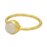 925 Silver Gold Plated Rainbow Moonstone Statement Rings