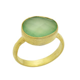 Brass 22k Gold Plated Aqua Chalcedony Gemstone Rings, Wholesale jewelry