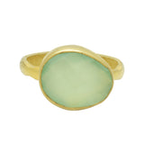 Brass 22k Gold Plated Aqua Chalcedony Gemstone Rings, Wholesale jewelry