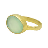 Brass 22k Gold Plated Aqua Chalcedony Gemstone Rings, Wholesale jewelry