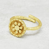 Brass 22k Gold Plated Hammered Adjustable Ring, statement Jewelry, Wholesale jewelry