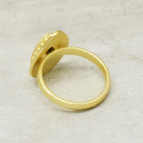 Gold Plated Silver Metal Filled Pear shape Center Peridot Stone Bezel Ring