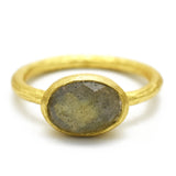 925 Silver Gold Plated Labradorite Gemstone Rings, Hammered Band Ring, Wholesale jewelry