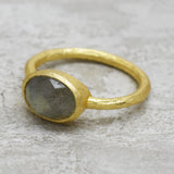 925 Silver Gold Plated Labradorite Gemstone Rings, Hammered Band Ring, Wholesale jewelry