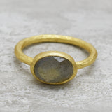 925 Silver Gold Plated Labradorite Gemstone Rings, Hammered Band Ring, Wholesale jewelry