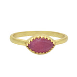 Marquise Pink Quartz Gold-Plated Ring in Sterling