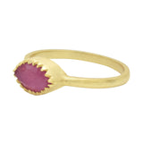 Marquise Pink Quartz Gold-Plated Ring in Sterling Silver