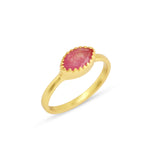 Marquise Pink Quartz Gold-Plated Ring in Sterling
