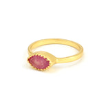 Marquise Pink Quartz Gold-Plated Ring in Sterling