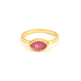 Marquise Pink Quartz Gold-Plated Ring in Sterling