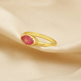Marquise Pink Quartz Gold-Plated Ring in Sterling