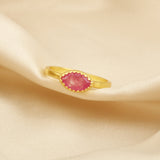 Marquise Pink Quartz Gold-Plated Ring in Sterling