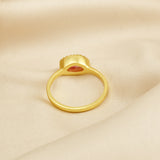 Marquise Pink Quartz Gold-Plated Ring in Sterling