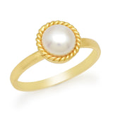 925 Sterling Silver Pearl Stone Ring, Gold Plated Handmade Statement Rings