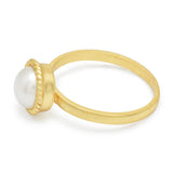 925 Sterling Silver Pearl Stone Ring, Gold Plated Handmade Statement Rings