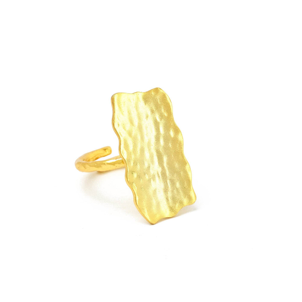 Rectangle Shaped Hammered Adjustable Rings - La Vitá Jewels