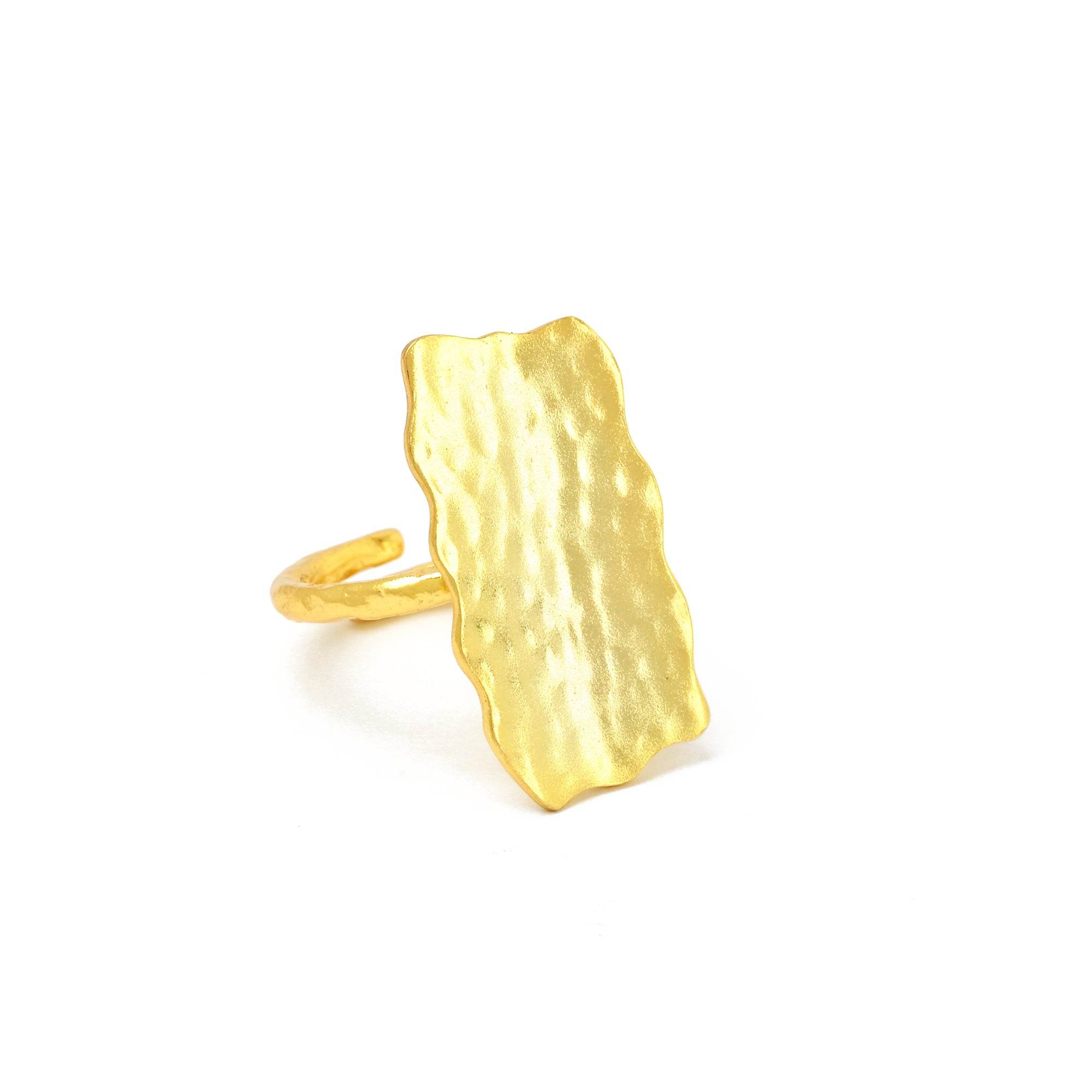 Rectangle Shaped Hammered Adjustable Rings - La Vitá Jewels