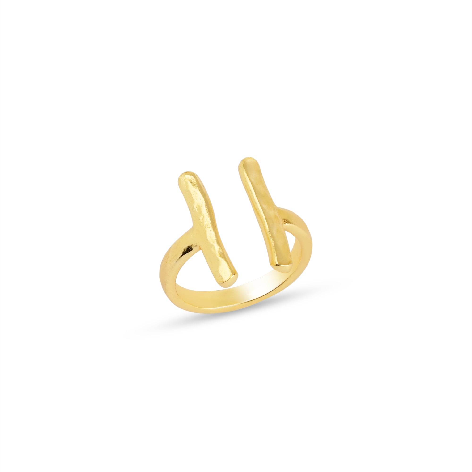 Hammered Open Cuff Adjustable Ring - La Vitá Jewels