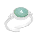 Silver Plated Amazonite Gemstone Adjustable Statement Rings, Wholesale jewelry